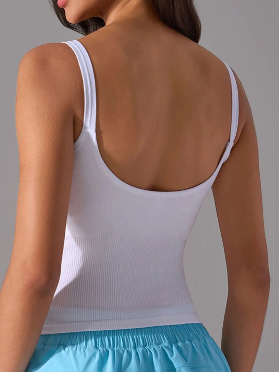 Scoop Neck Active Tank with Detachable Chest Pads - FLORENTINE IRIS