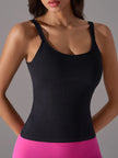 Scoop Neck Active Tank with Detachable Chest Pads - FLORENTINE IRIS