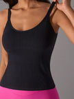 Scoop Neck Active Tank with Detachable Chest Pads - FLORENTINE IRIS
