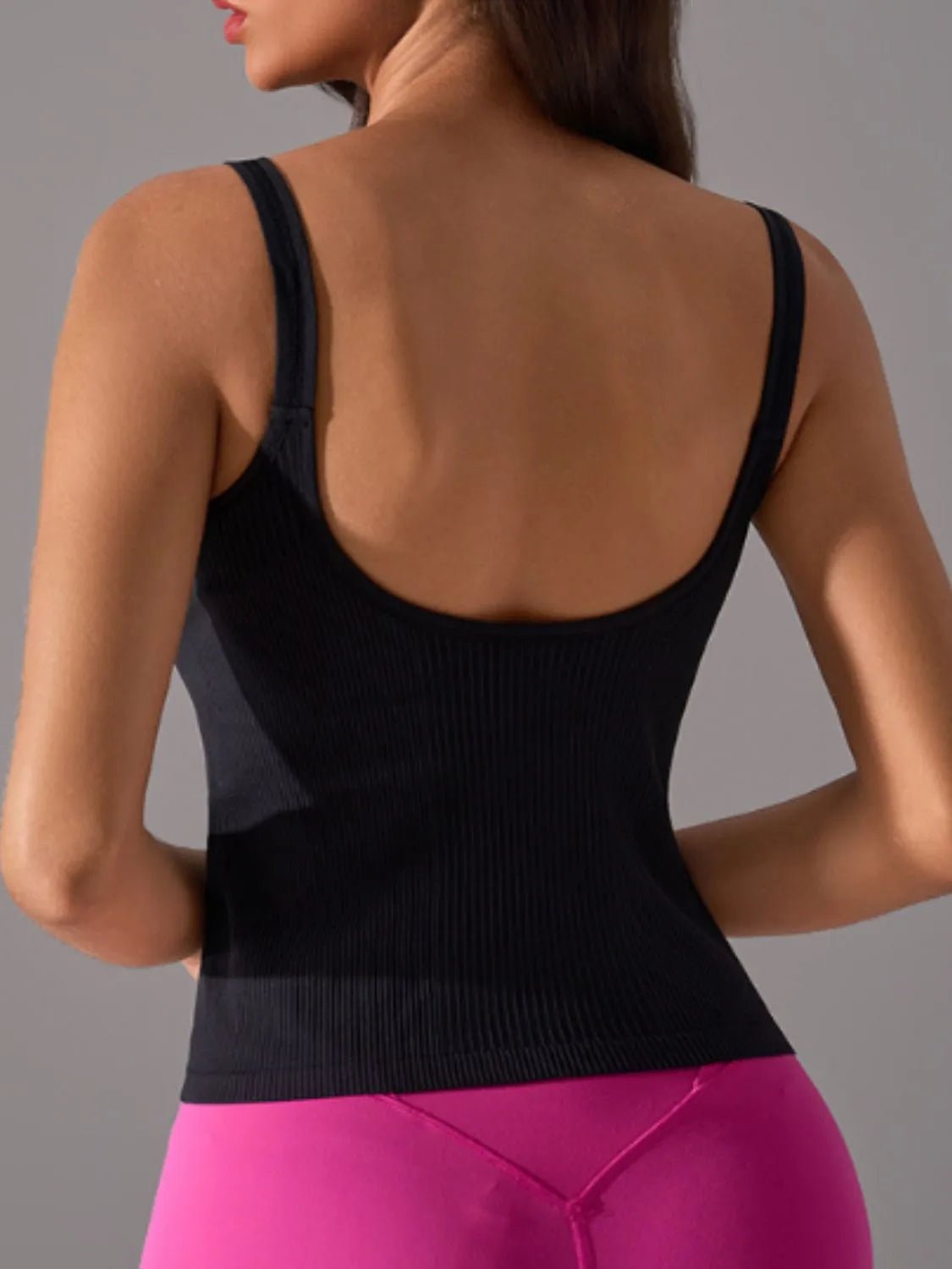 Scoop Neck Active Tank with Detachable Chest Pads - FLORENTINE IRIS
