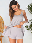Scoop Neck Top and Shorts Lounge Set - FLORENTINE IRIS