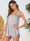Scoop Neck Top and Shorts Lounge Set - FLORENTINE IRIS