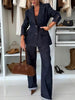 Single - Breasted Blazer and Jeans Denim Set - FLORENTINE IRIS