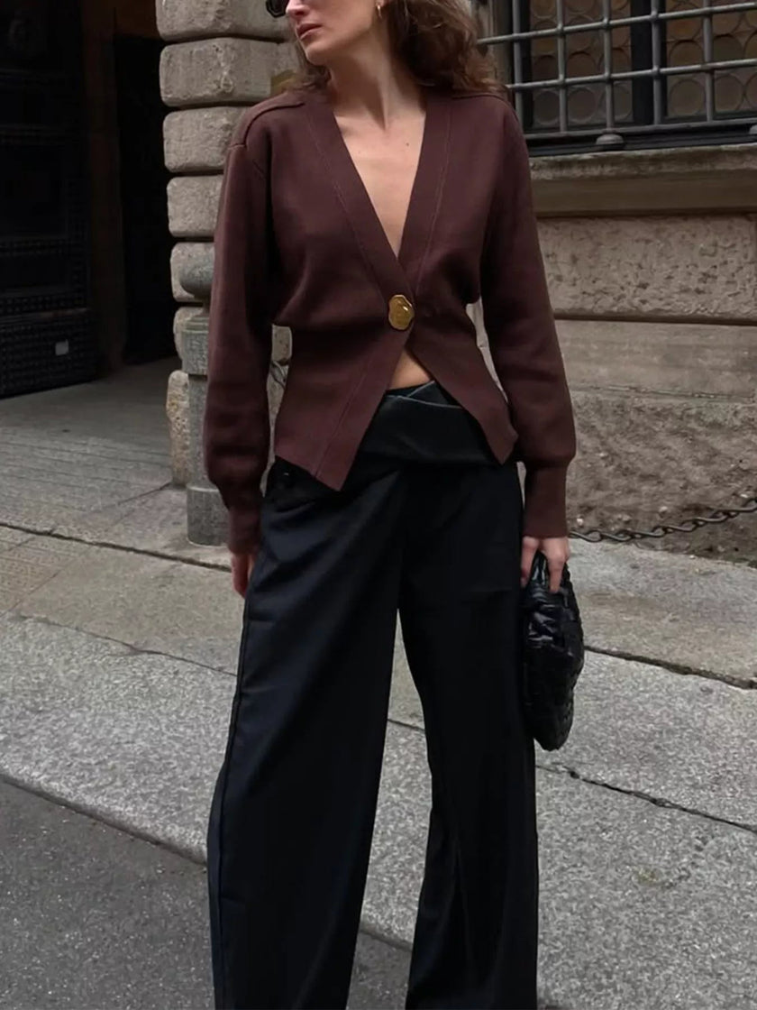 Single - Button Knit Cardigan - FLORENTINE IRIS