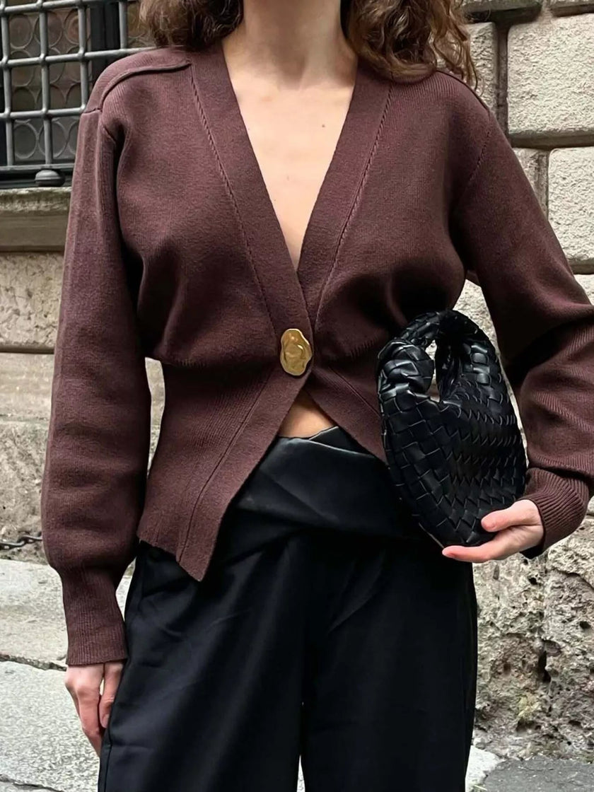 Single - Button Knit Cardigan - FLORENTINE IRIS