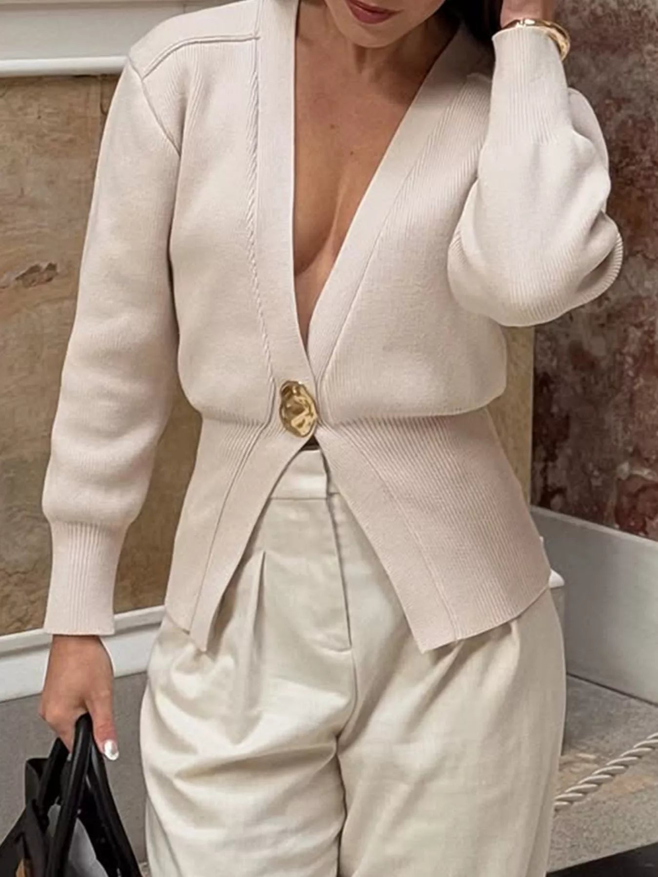 Single - Button Knit Cardigan - FLORENTINE IRIS