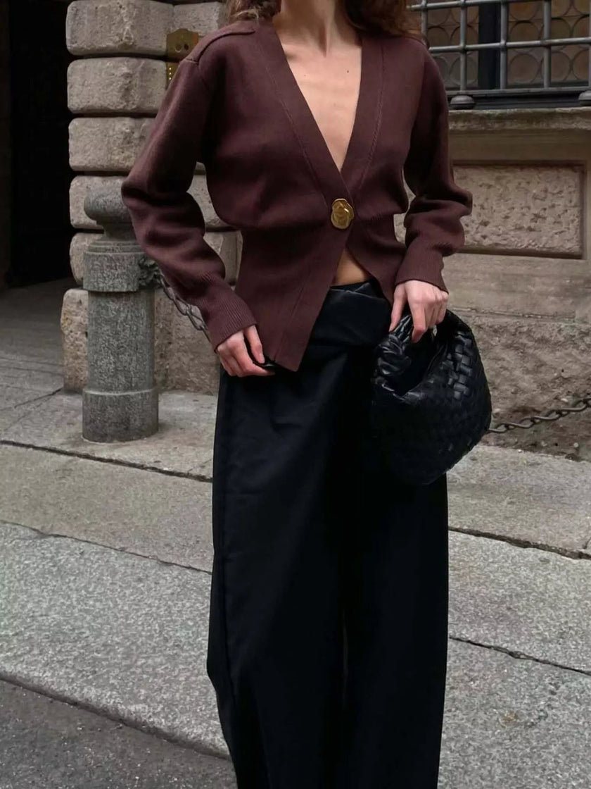 Single - Button Knit Cardigan - FLORENTINE IRIS