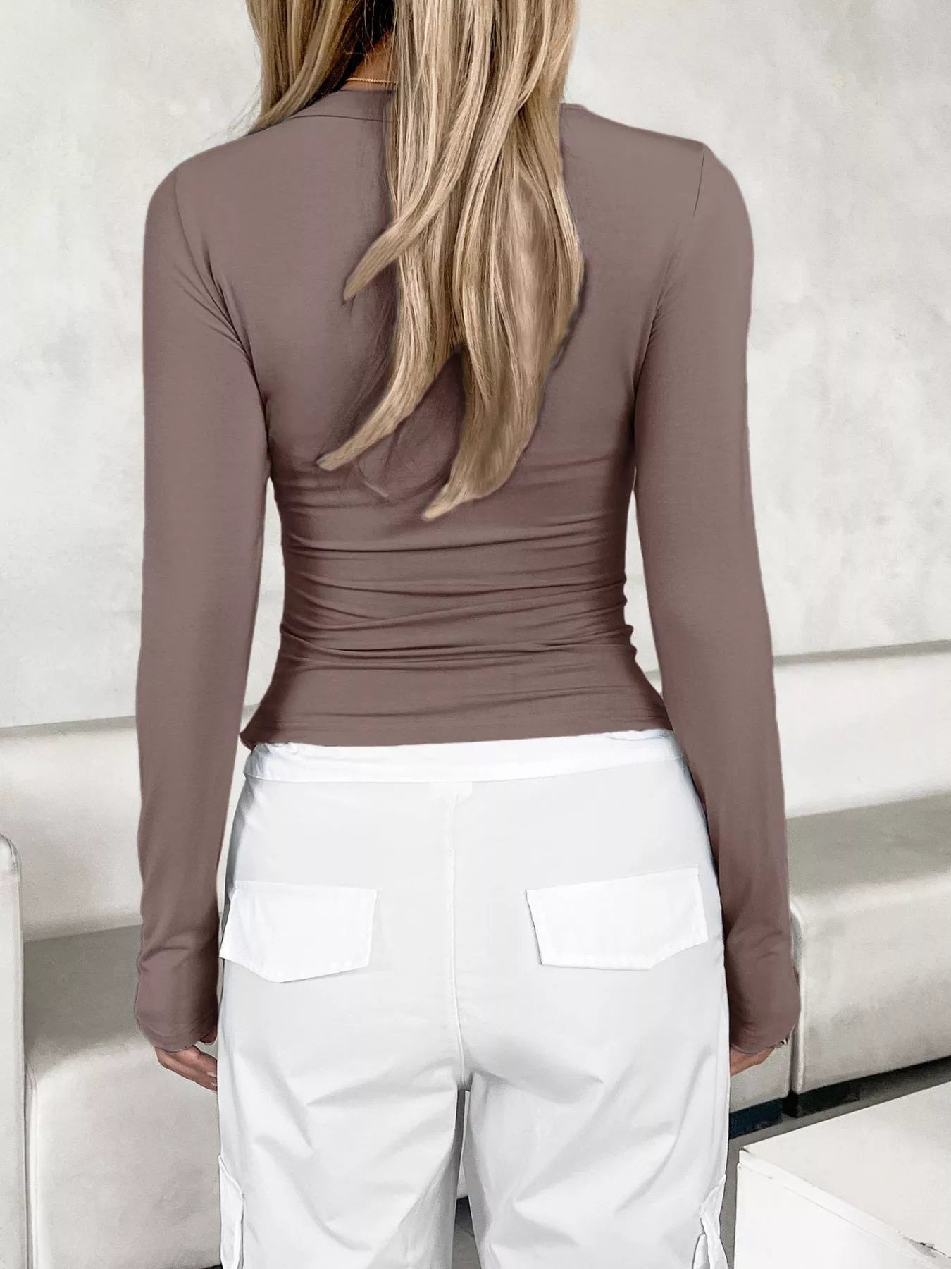 Slim Fit Long Sleeve T-Shirt - FLORENTINE IRIS