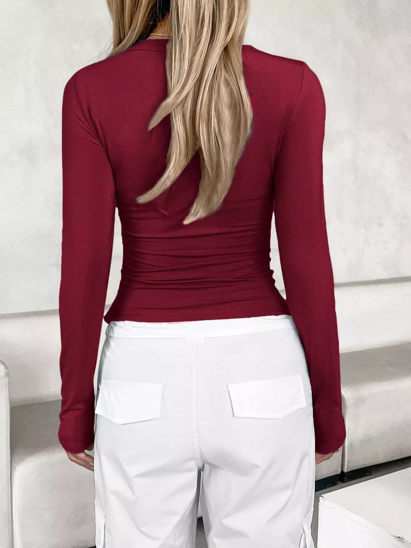 Slim Fit Long Sleeve T-Shirt - FLORENTINE IRIS