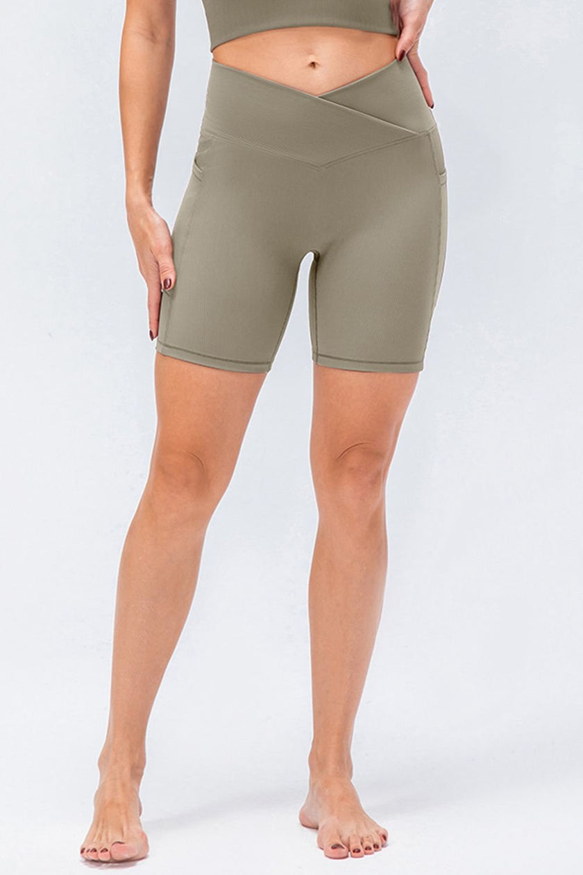 Slim Fit V - Waistband Sports Shorts - FLORENTINE IRIS