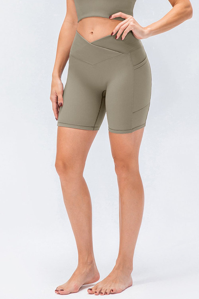 Slim Fit V - Waistband Sports Shorts - FLORENTINE IRIS