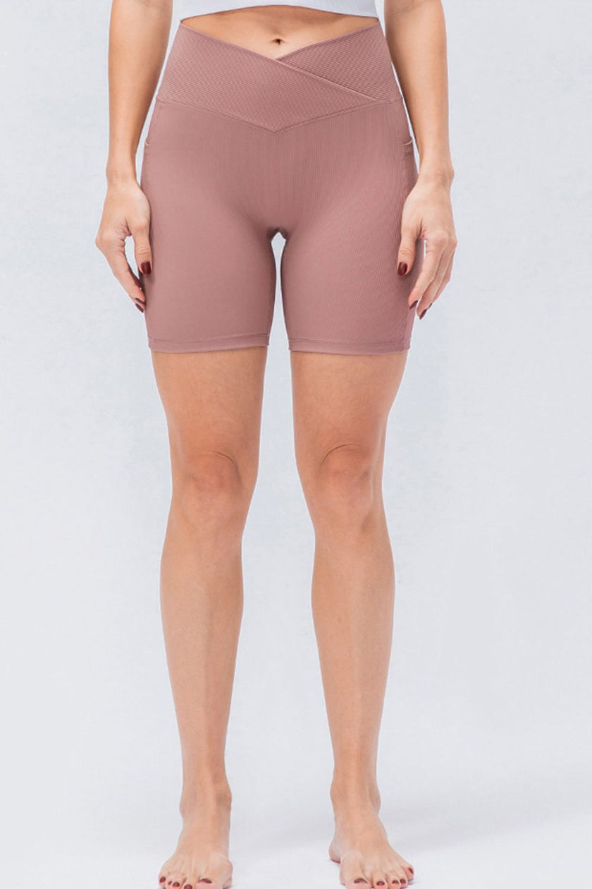 Slim Fit V - Waistband Sports Shorts - FLORENTINE IRIS