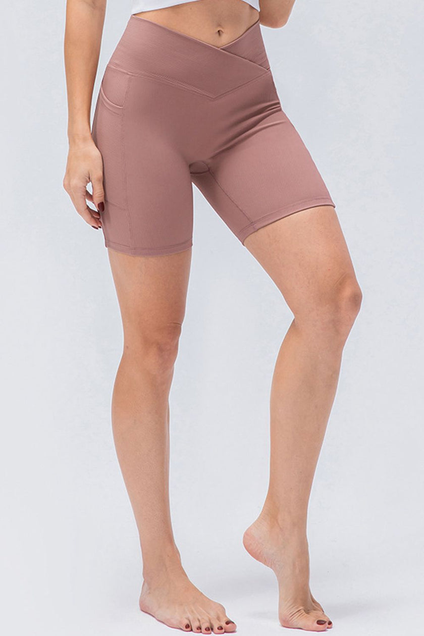 Slim Fit V - Waistband Sports Shorts - FLORENTINE IRIS