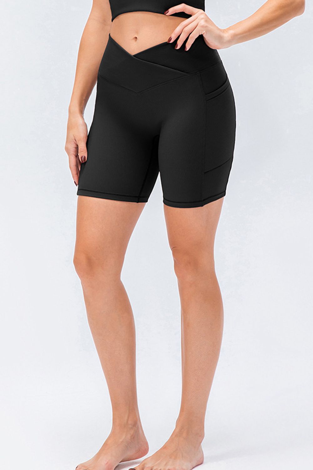 Slim Fit V - Waistband Sports Shorts - FLORENTINE IRIS