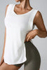 Slit Round Neck Active Tank - FLORENTINE IRIS