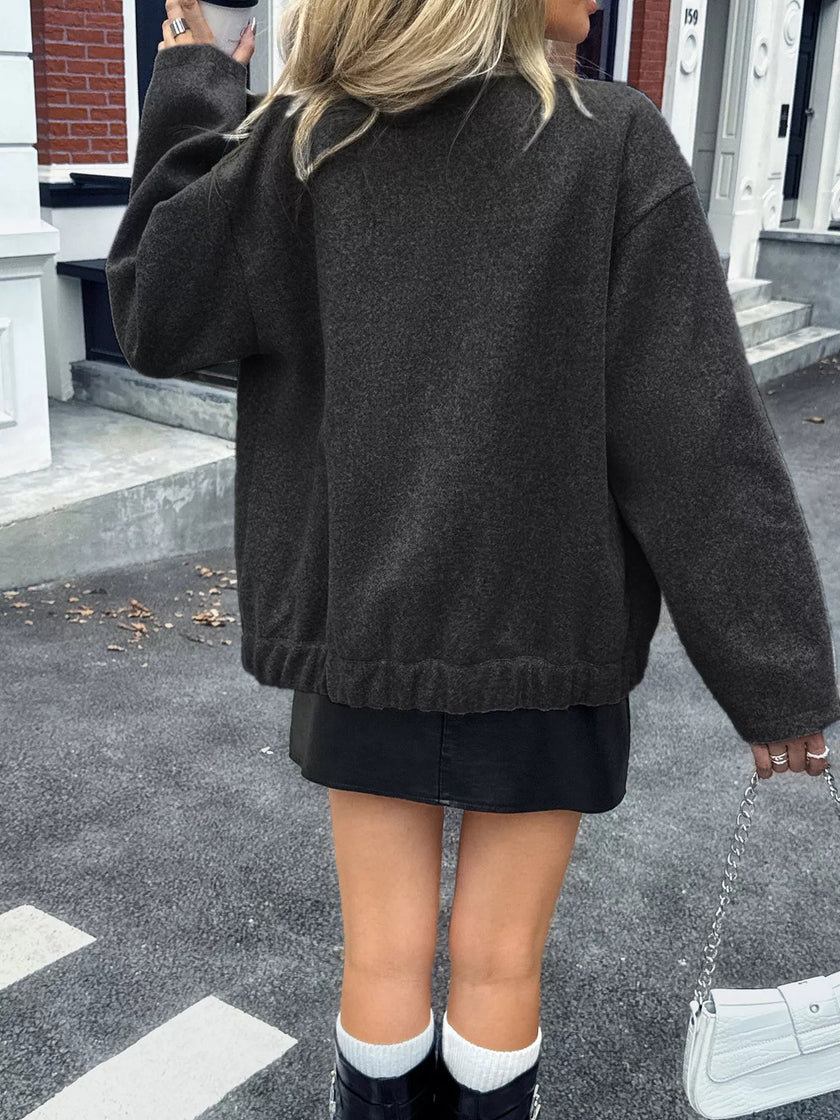 Snap Down Dropped Shoulder Jacket - FLORENTINE IRIS