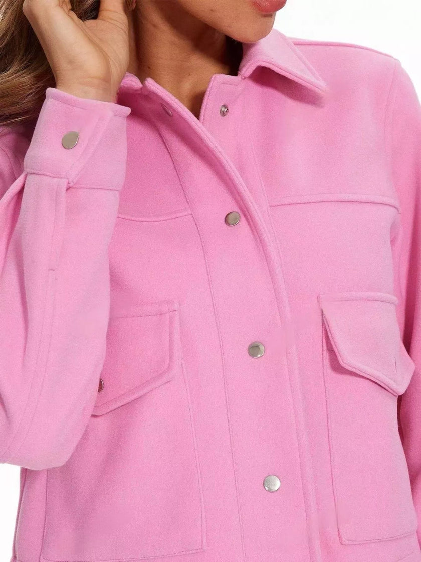 Snap Down Long Sleeve Jacket - FLORENTINE IRIS