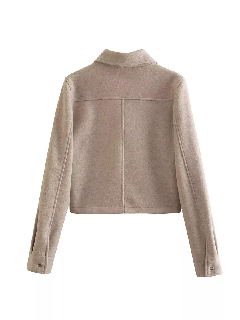 Snap Down Long Sleeve Jacket - FLORENTINE IRIS