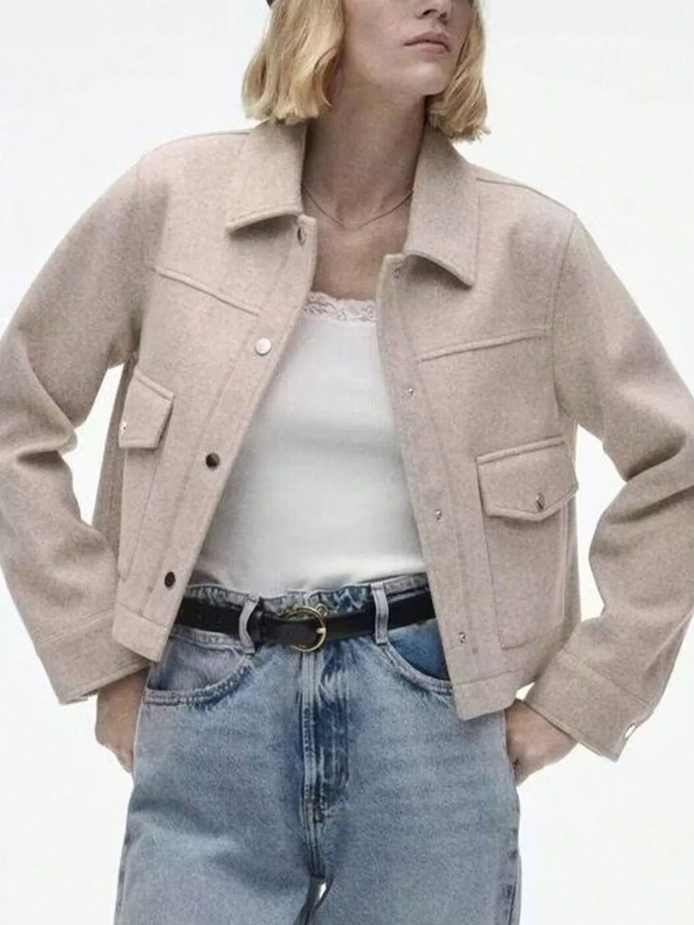 Snap Down Long Sleeve Jacket - FLORENTINE IRIS