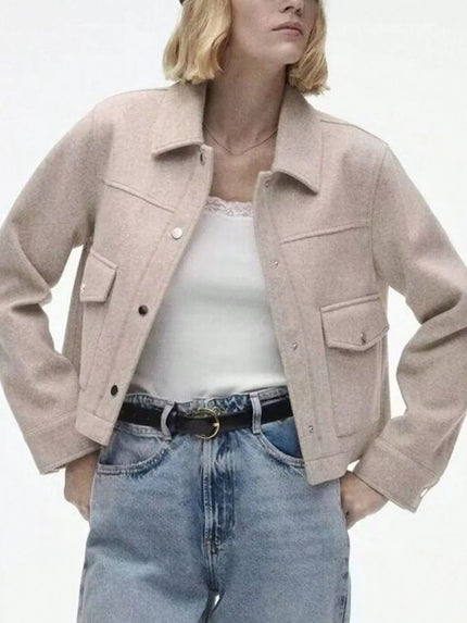 Snap Down Long Sleeve Jacket - FLORENTINE IRIS