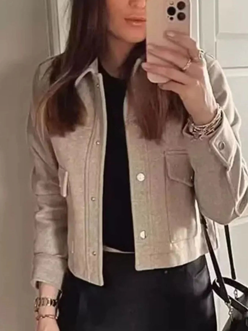 Snap Down Long Sleeve Jacket - FLORENTINE IRIS