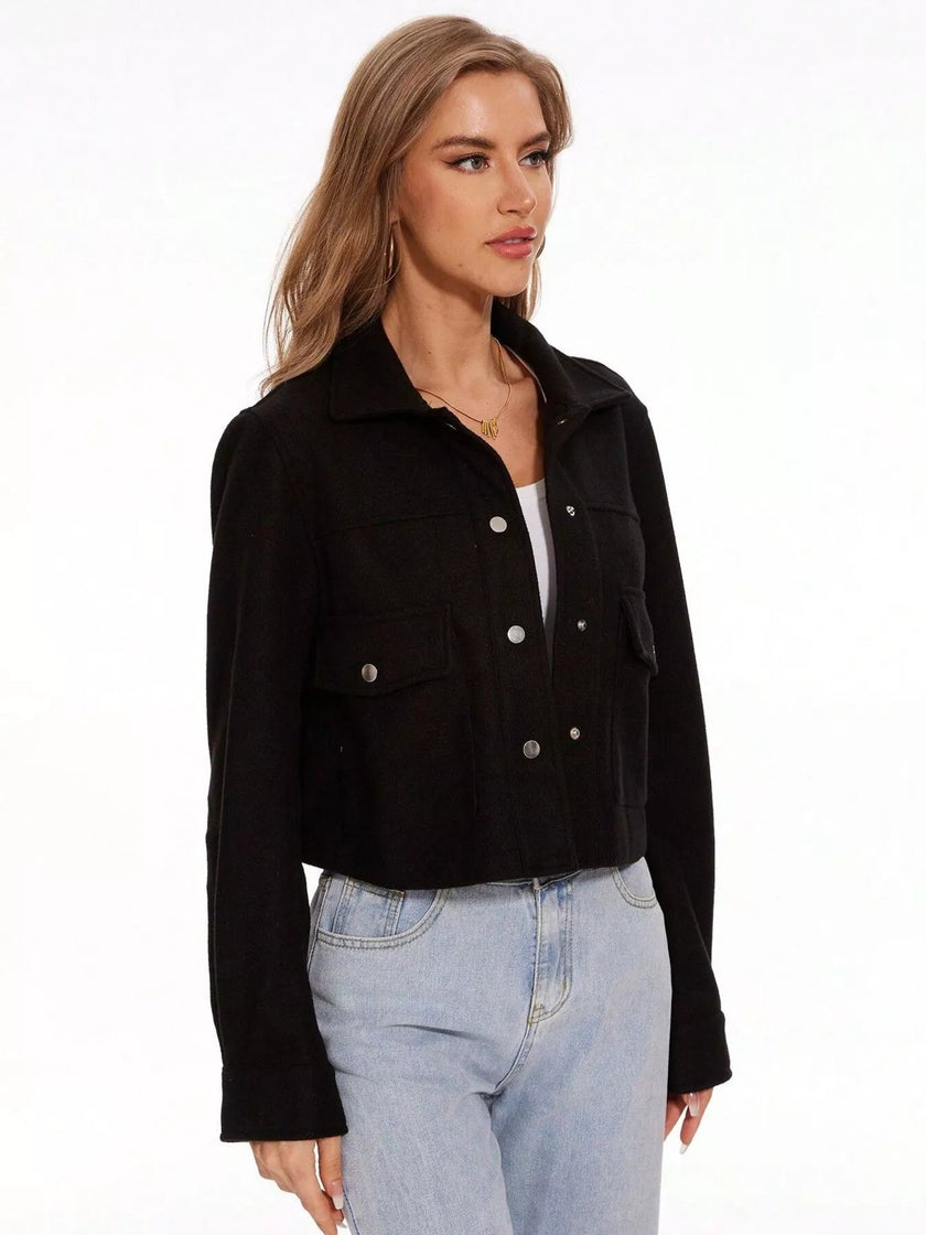 Snap Down Long Sleeve Jacket - FLORENTINE IRIS