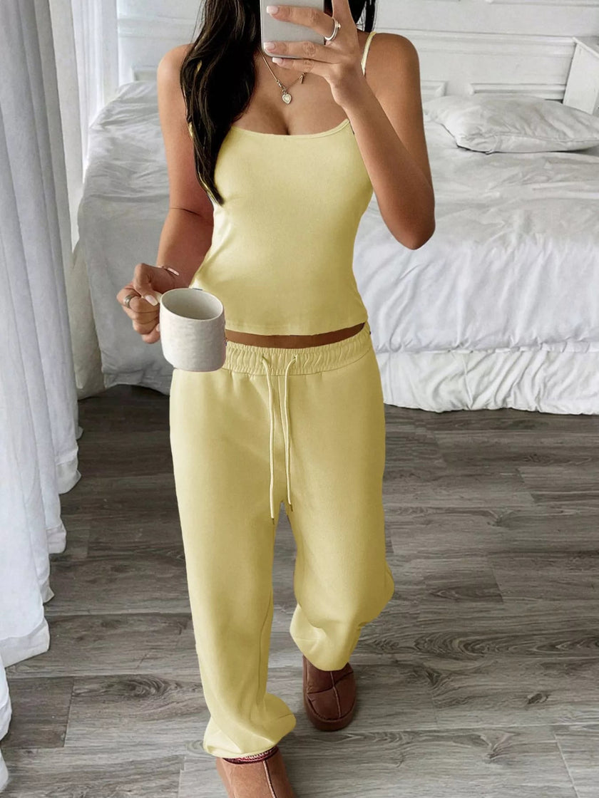 Solid Color Cami and Pants Set - FLORENTINE IRIS