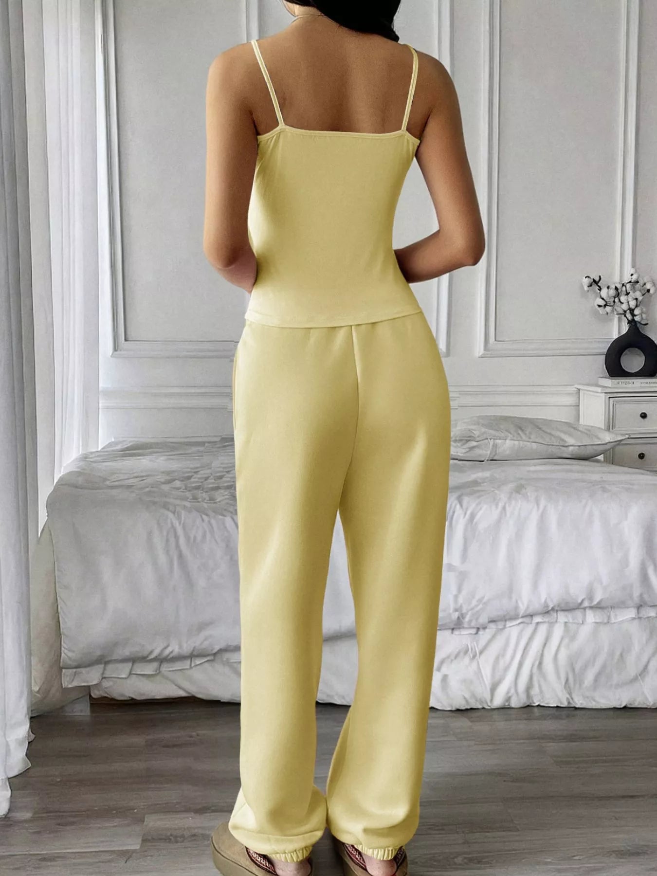 Solid Color Cami and Pants Set - FLORENTINE IRIS
