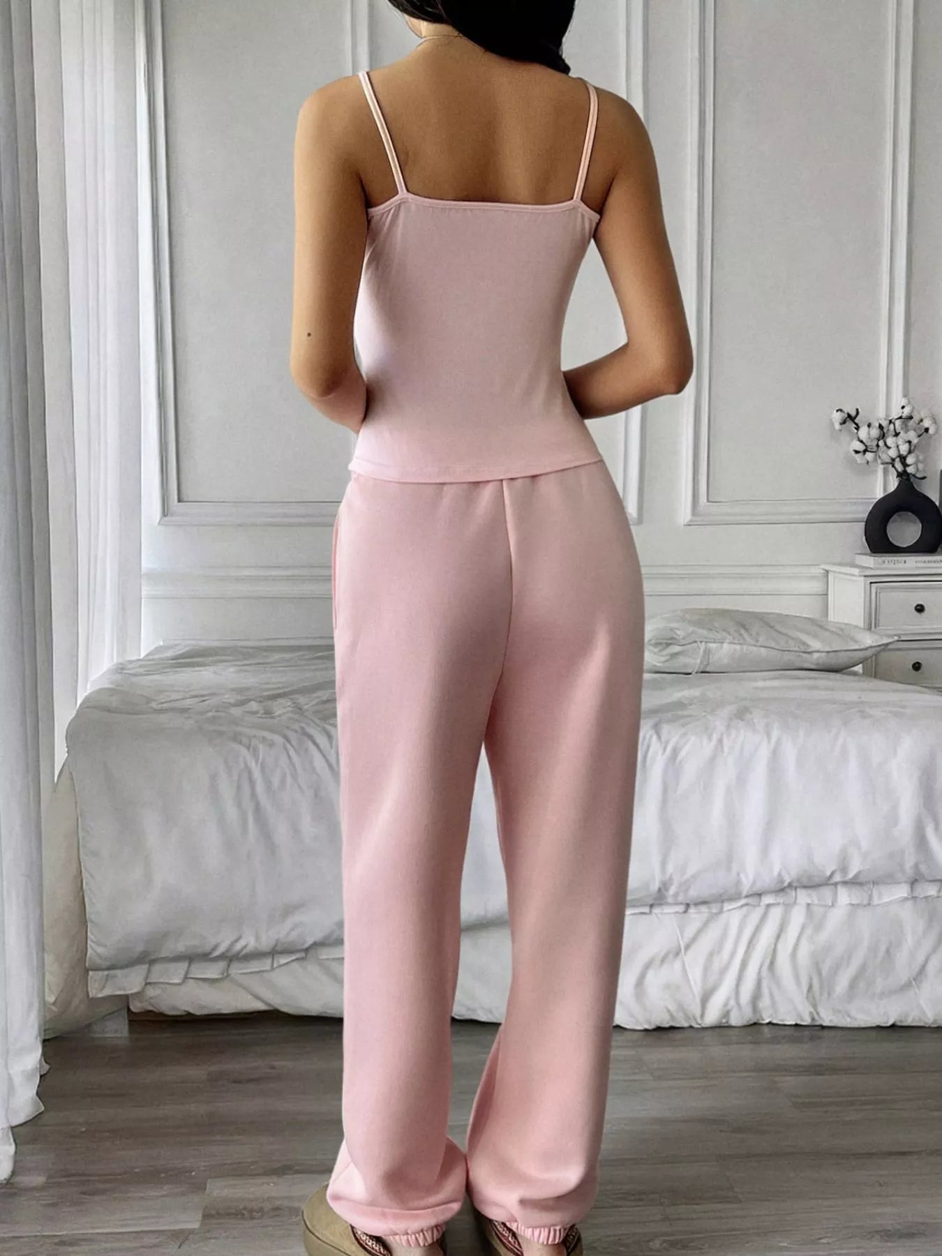 Solid Color Cami and Pants Set - FLORENTINE IRIS