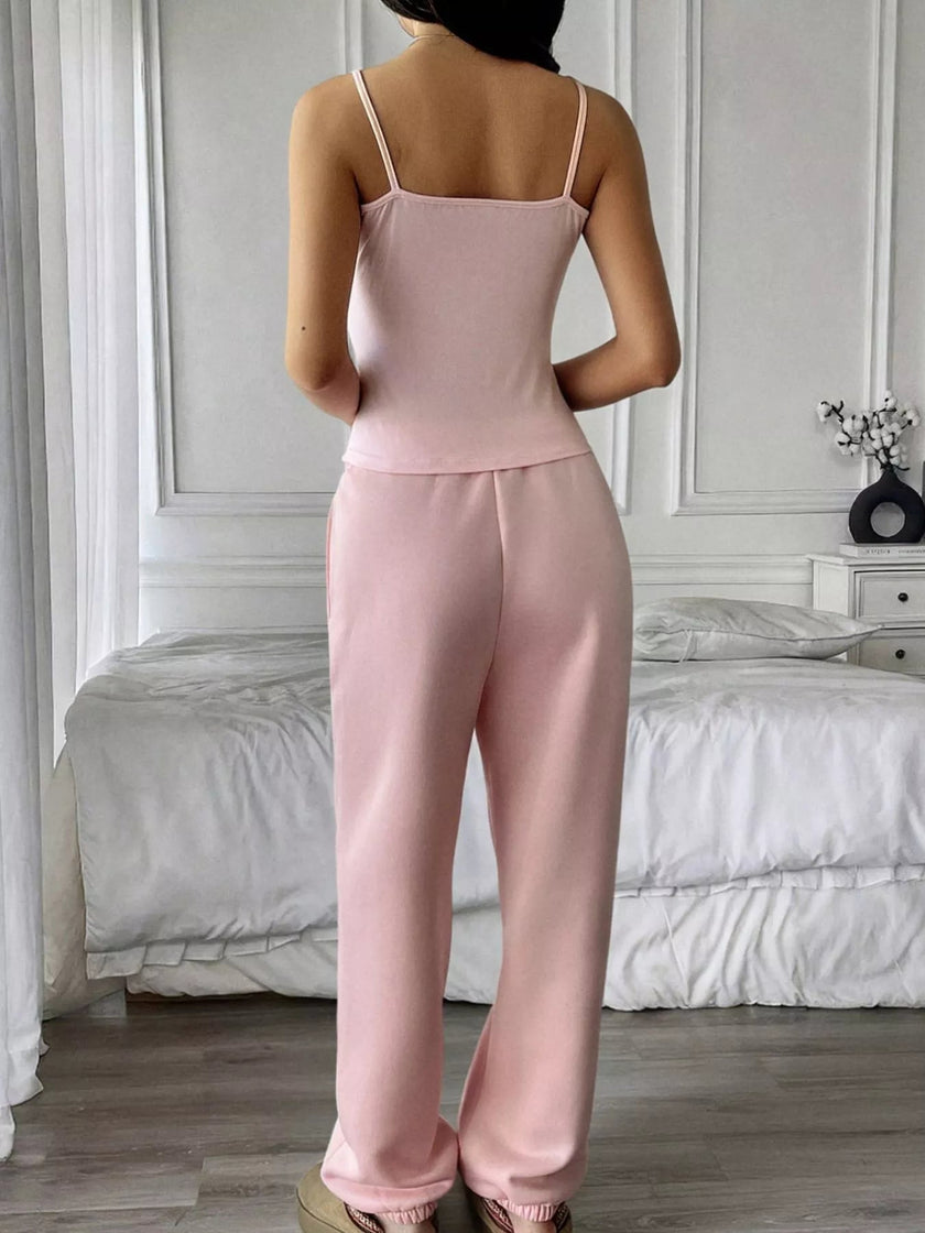 Solid Color Cami and Pants Set - FLORENTINE IRIS