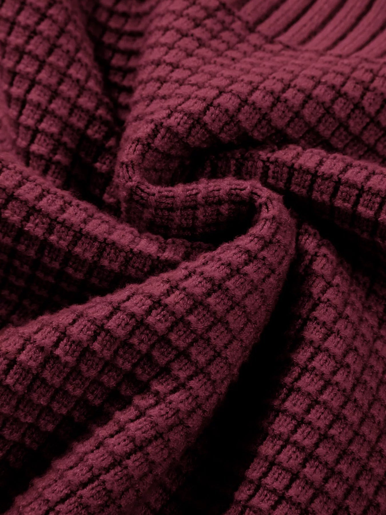 Solid Color Mixed Textured Knitted Crew Neck Sweater - FLORENTINE IRIS