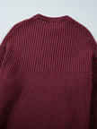 Solid Color Mixed Textured Knitted Crew Neck Sweater - FLORENTINE IRIS