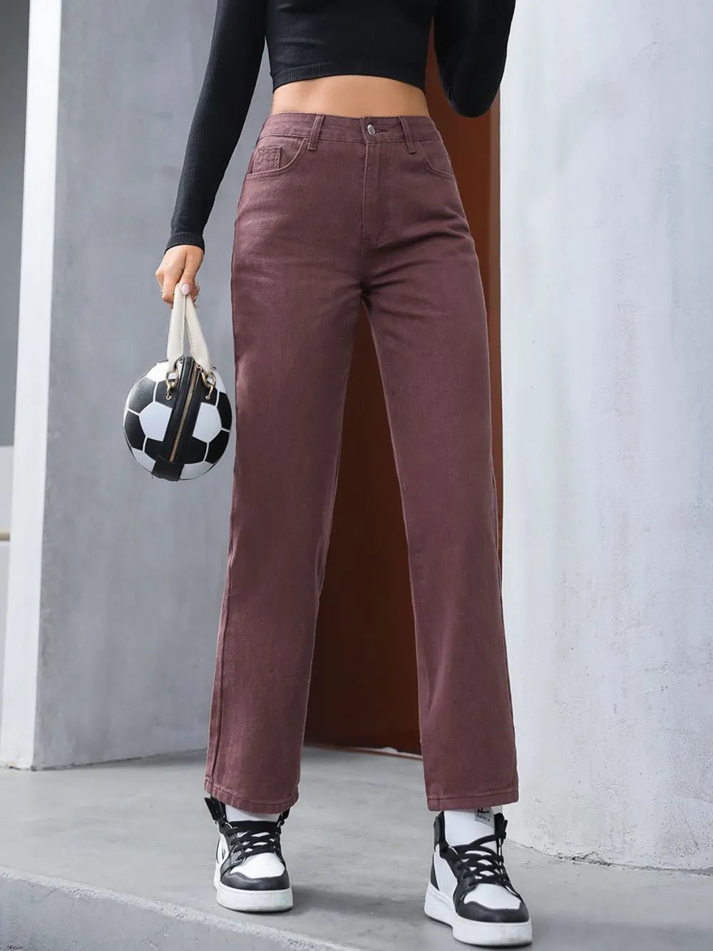 Straight Leg Jeans with Pockets - FLORENTINE IRIS