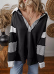 Striped Color Block Long Sleeve Sweatshirt - FLORENTINE IRIS