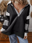 Striped Color Block Long Sleeve Sweatshirt - FLORENTINE IRIS