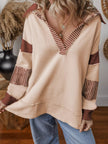 Striped Color Block Long Sleeve Sweatshirt - FLORENTINE IRIS