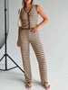 Striped Knit Sleeveless Top and Pants Set - FLORENTINE IRIS