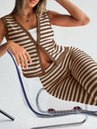 Striped Knit Sleeveless Top and Pants Set - FLORENTINE IRIS