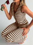 Striped Knit Sleeveless Top and Pants Set - FLORENTINE IRIS