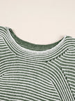 Striped Ribbed Knit Boat Neck Baggy Sweater - FLORENTINE IRIS