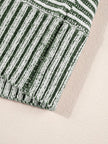 Striped Ribbed Knit Boat Neck Baggy Sweater - FLORENTINE IRIS