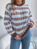 Striped Round Neck Long Sleeve Sweater - FLORENTINE IRIS