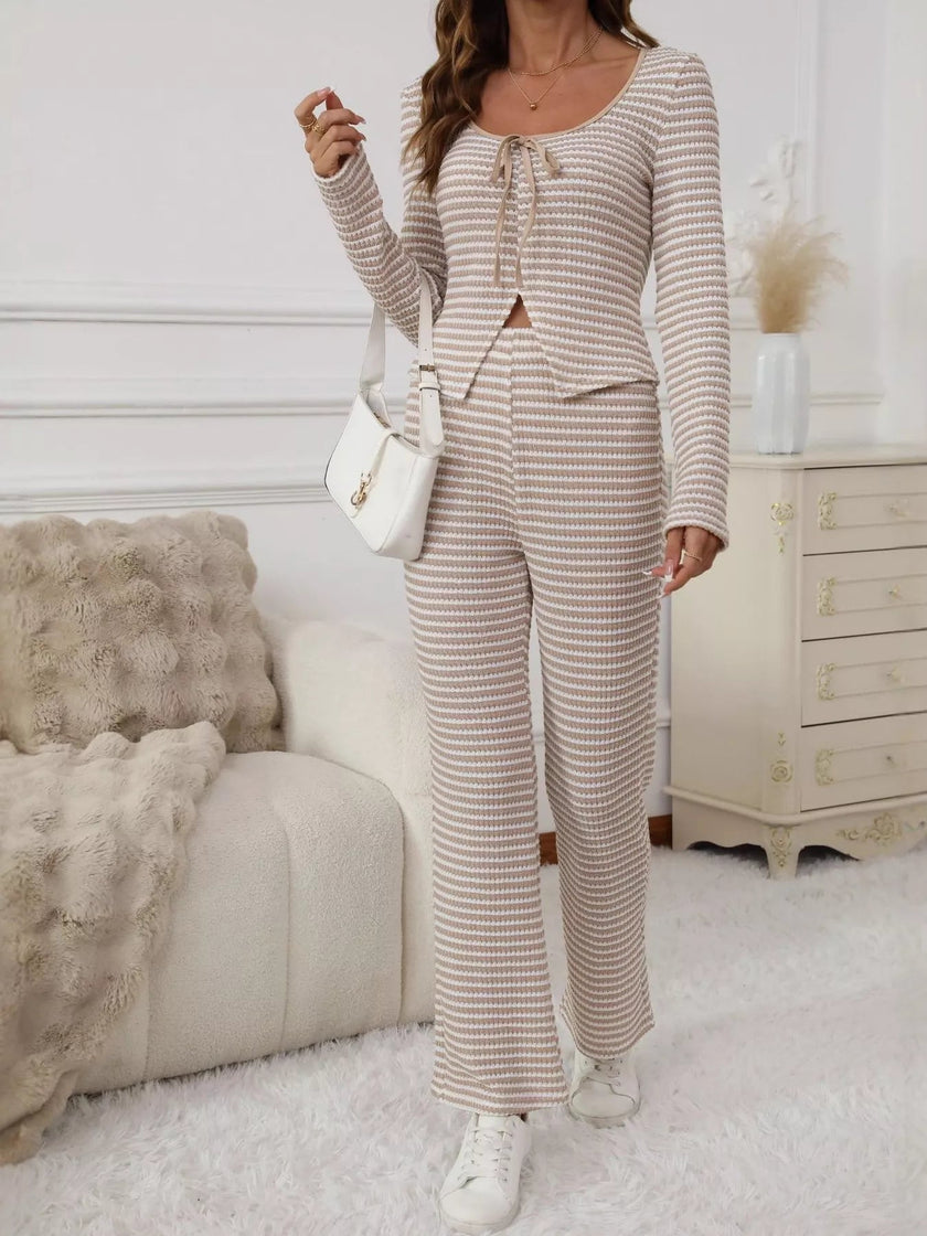 Striped Top and Pants Set - FLORENTINE IRIS