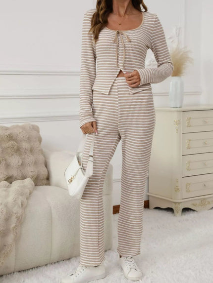 Striped Top and Pants Set - FLORENTINE IRIS