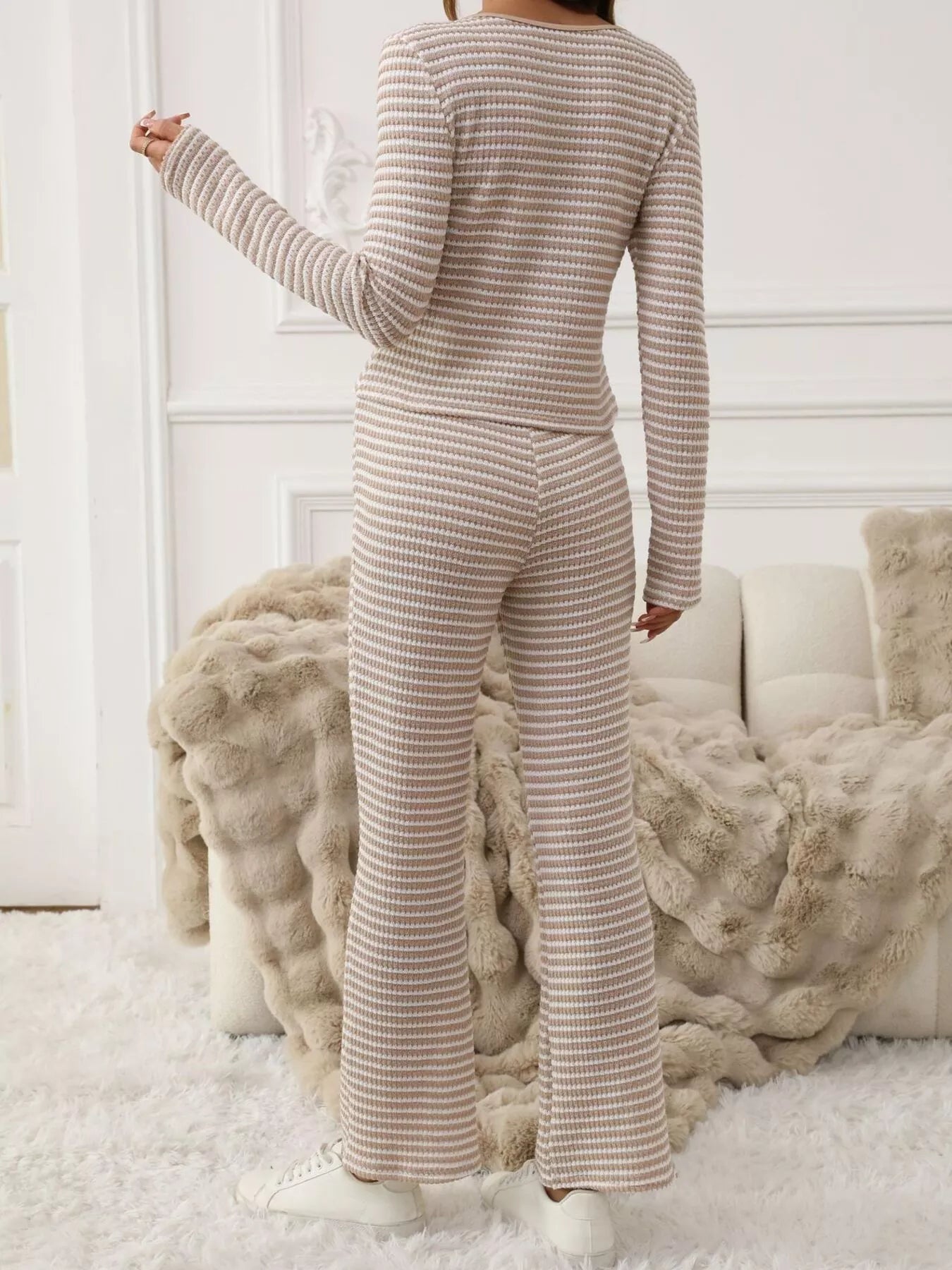 Striped Top and Pants Set - FLORENTINE IRIS