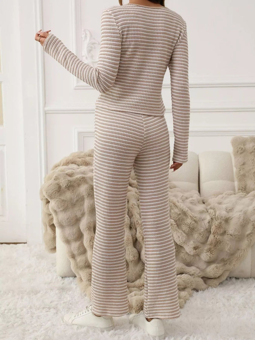 Striped Top and Pants Set - FLORENTINE IRIS