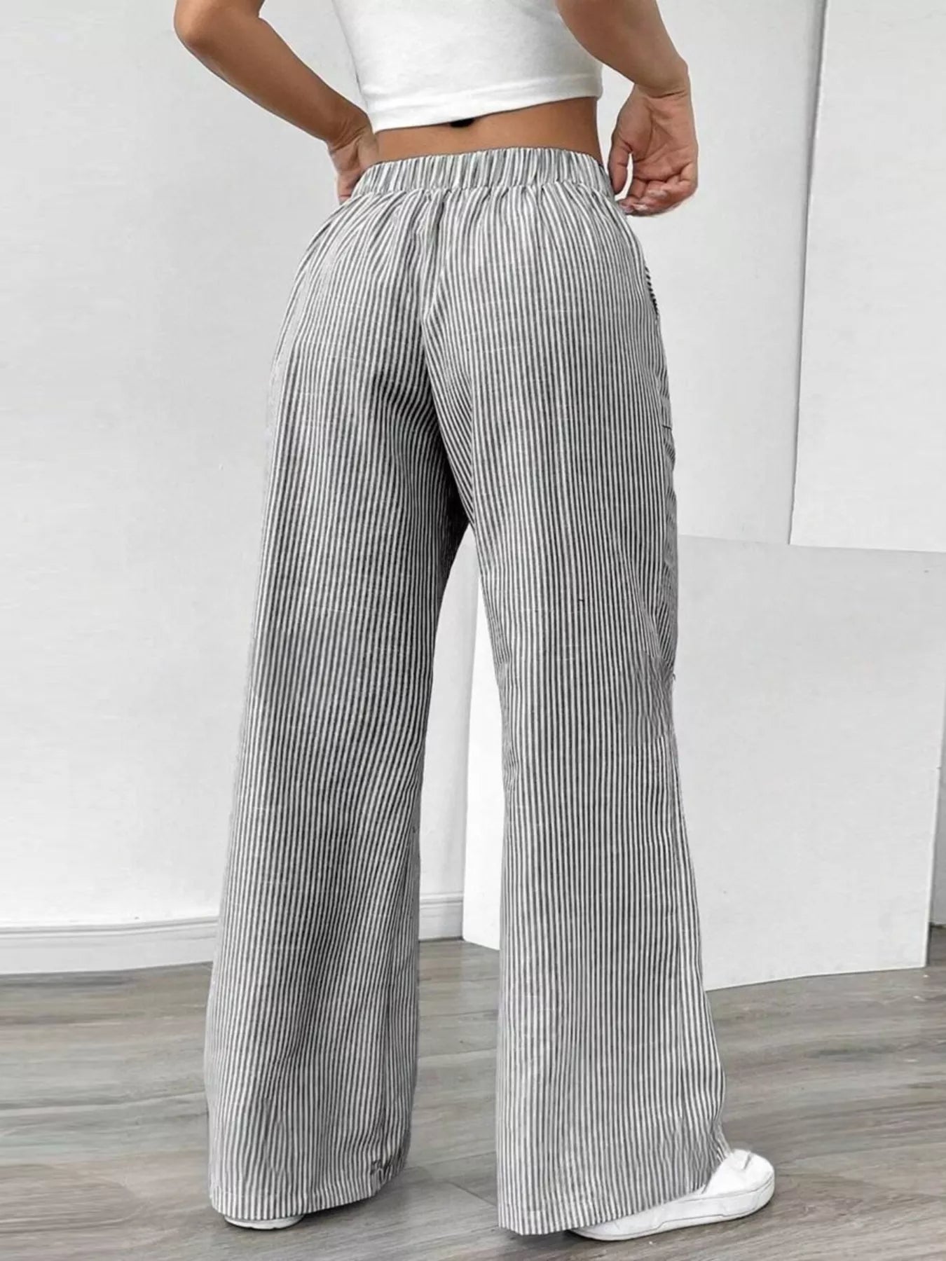 Striped Wide Leg Pants - FLORENTINE IRIS