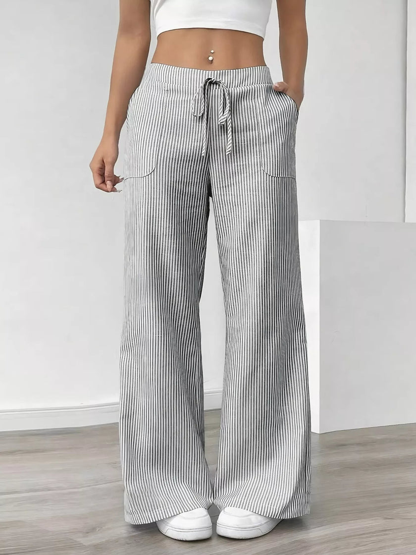 Striped Wide Leg Pants - FLORENTINE IRIS