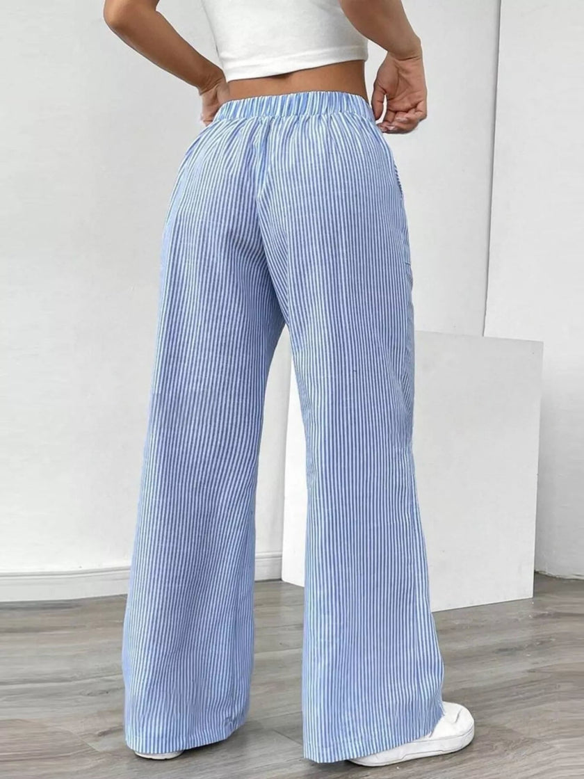 Striped Wide Leg Pants - FLORENTINE IRIS