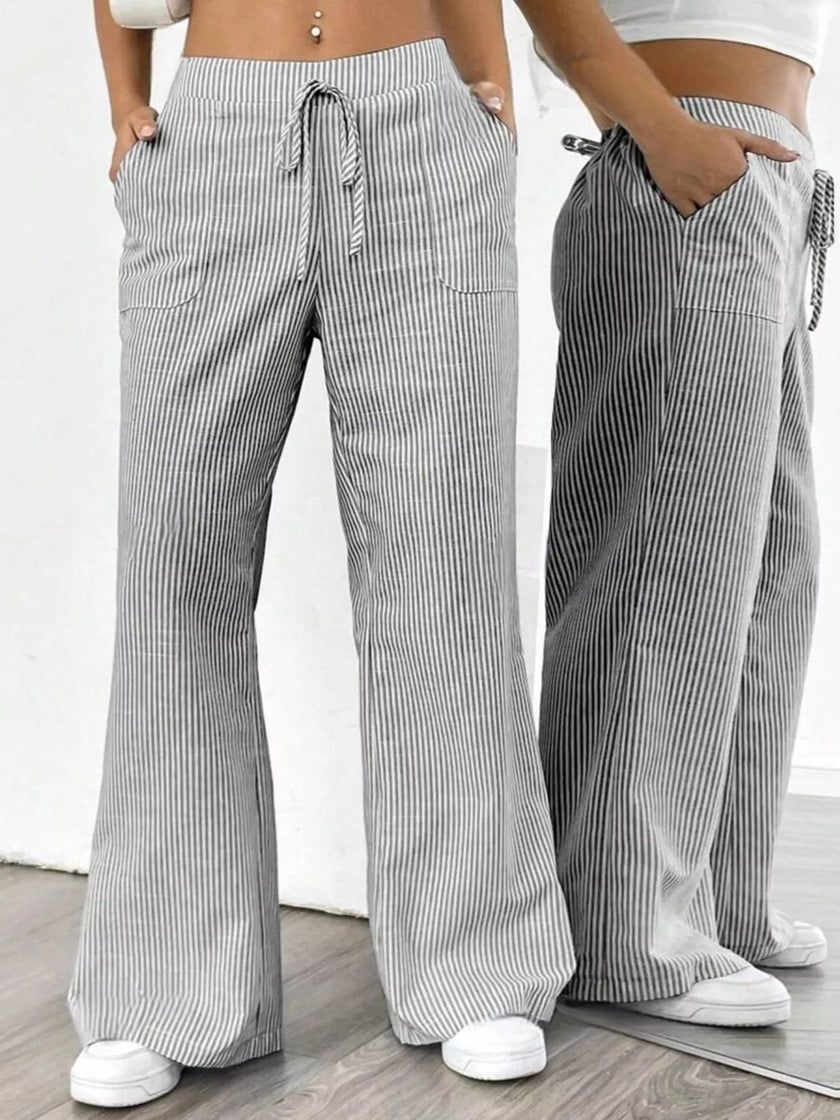 Striped Wide Leg Pants - FLORENTINE IRIS